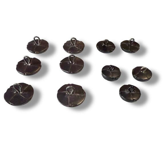 VTG Resin Leather Look Shank Buttons Set of 11 Brown and Black Craft Sewing - Picture 2 of 8
